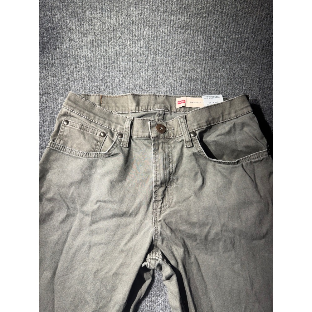 Wrangler Straight Fit Pants Mens 29x30 Gray Green Excellent Stretch Casual - Picture 2 of 10